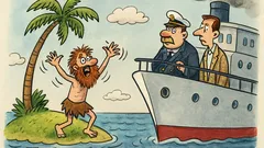 Виц: Кораб минава край остров насред океана